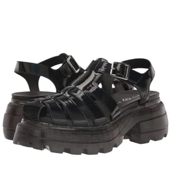 KATY PERRY THE GELI COMBAT BLACK HOLOGRAPHIC FISHERMAN PLATFORM SANDALS **NIB** - Picture 15 of 15